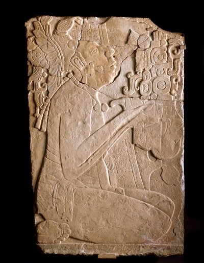 Seated Male from a relief panel, 702-64 by Mayan